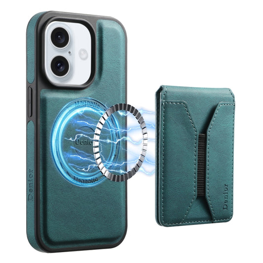 For iPhone 16 Plus Denior D17 Skin Feel MagSafe Detachable Card Slot Phone Case(Blue) - iPhone 16 Plus Cases by Denior | Online Shopping South Africa | PMC Jewellery | Buy Now Pay Later Mobicred