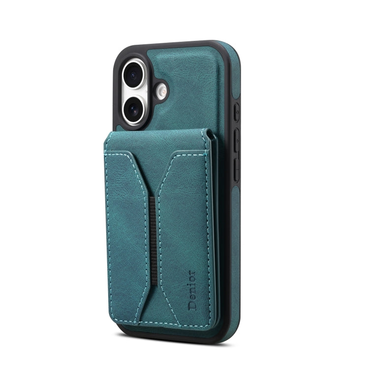For iPhone 16 Plus Denior D17 Skin Feel MagSafe Detachable Card Slot Phone Case(Blue) - iPhone 16 Plus Cases by Denior | Online Shopping South Africa | PMC TechLife | Buy Now Pay Later Mobicred