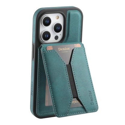 For iPhone 16 Plus Denior D17 Skin Feel MagSafe Detachable Card Slot Phone Case(Blue) - iPhone 16 Plus Cases by Denior | Online Shopping South Africa | PMC Jewellery | Buy Now Pay Later Mobicred