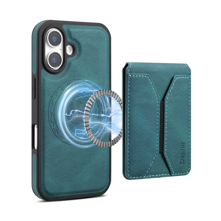For iPhone 16 Plus Denior D17 Skin Feel MagSafe Detachable Card Slot Phone Case(Blue) - iPhone 16 Plus Cases by Denior | Online Shopping South Africa | PMC TechLife | Buy Now Pay Later Mobicred
