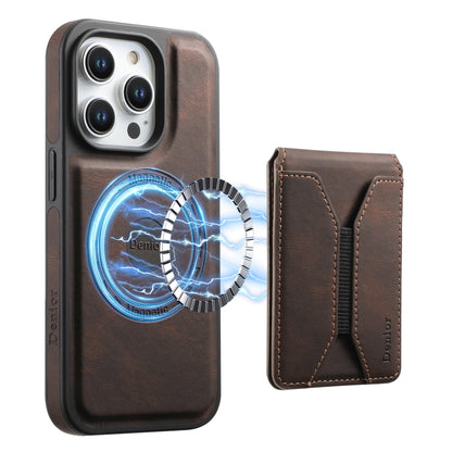 For iPhone 16 Pro Denior D17 Skin Feel MagSafe Detachable Card Slot Phone Case(Brown) - iPhone 16 Pro Cases by Denior | Online Shopping South Africa | PMC Jewellery | Buy Now Pay Later Mobicred