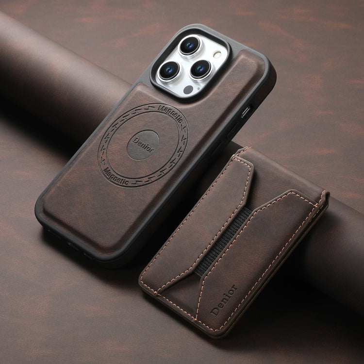 For iPhone 16 Pro Denior D17 Skin Feel MagSafe Detachable Card Slot Phone Case(Brown) - iPhone 16 Pro Cases by Denior | Online Shopping South Africa | PMC TechLife | Buy Now Pay Later Mobicred