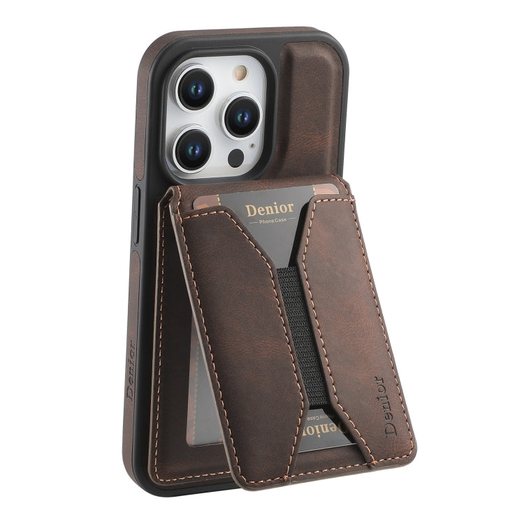 For iPhone 16 Pro Denior D17 Skin Feel MagSafe Detachable Card Slot Phone Case(Brown) - iPhone 16 Pro Cases by Denior | Online Shopping South Africa | PMC Jewellery | Buy Now Pay Later Mobicred