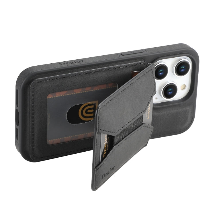 For iPhone 16 Pro Max Denior D17 Skin Feel MagSafe Detachable Card Slot Phone Case(Black) - iPhone 16 Pro Max Cases by Denior | Online Shopping South Africa | PMC TechLife | Buy Now Pay Later Mobicred