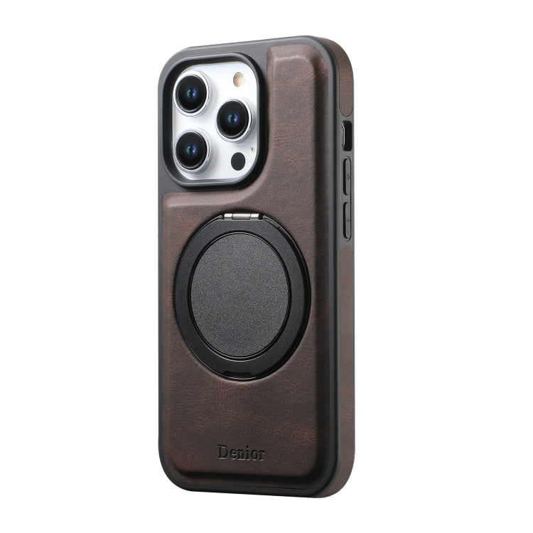 For iPhone 15 Pro Max Denior A14 Skin Feel Rotating Holder MagSafe Phone Case(Brown) - iPhone 15 Pro Max Cases by Denior | Online Shopping South Africa | PMC Jewellery | Buy Now Pay Later Mobicred