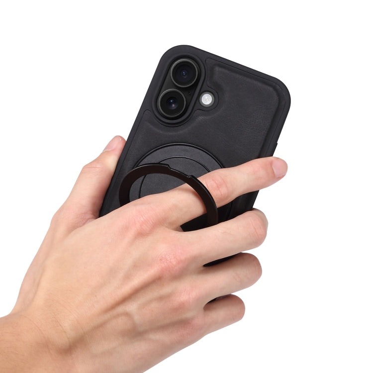 For iPhone 16 Denior A14 Skin Feel Rotating Holder MagSafe Phone Case(Black) - iPhone 16 Cases by Denior | Online Shopping South Africa | PMC TechLife | Buy Now Pay Later Mobicred