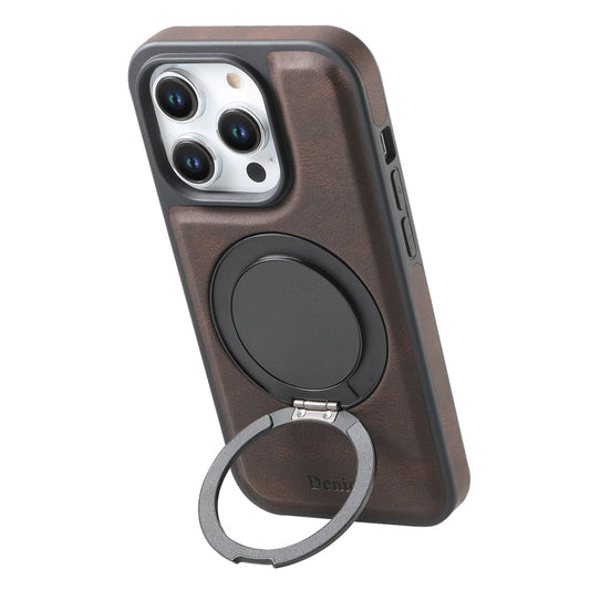 For iPhone 16 Pro Max Denior A14 Skin Feel Rotating Holder MagSafe Phone Case(Brown) - iPhone 16 Pro Max Cases by Denior | Online Shopping South Africa | PMC Jewellery | Buy Now Pay Later Mobicred