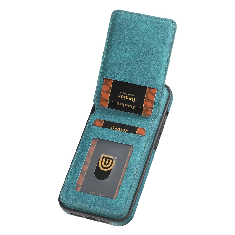 For iPhone 16 Denior D18 Skin Feel Rotating Holder MagSafe Detachable Card Slot Phone Case(Blue) - free shipping - PMC TechLife - Order now!