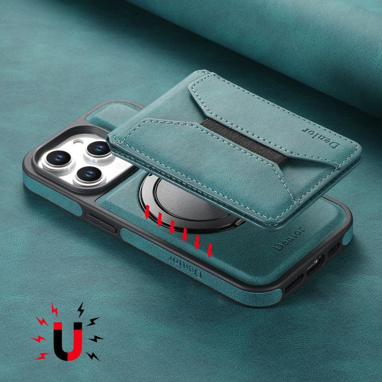 For iPhone 16 Plus Denior D18 Skin Feel Rotating Holder MagSafe Detachable Card Slot Phone Case(Blue) - free shipping - PMC TechLife - Order now!