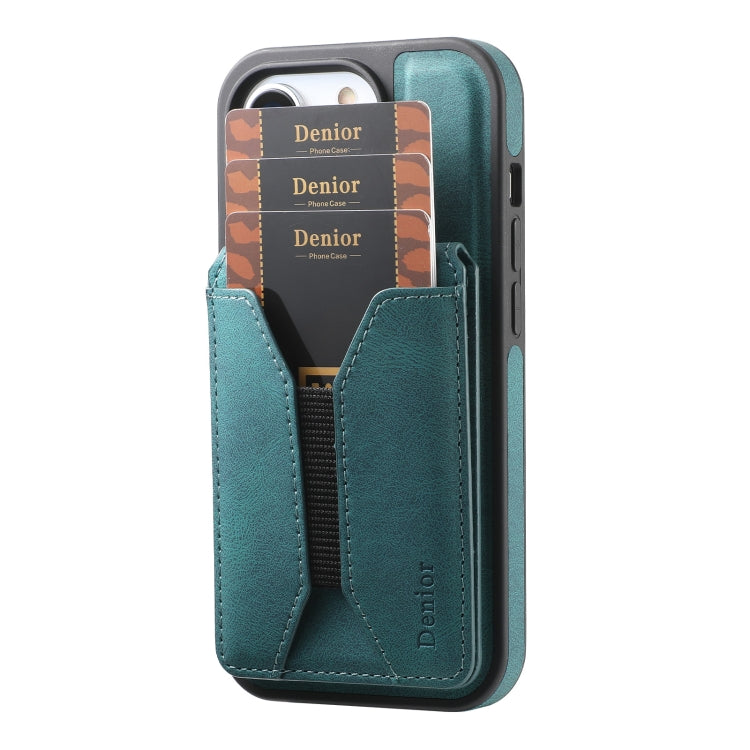 For iPhone 16 Pro Denior D18 Skin Feel Rotating Holder MagSafe Detachable Card Slot Phone Case(Blue) - free shipping - PMC TechLife - Order now!