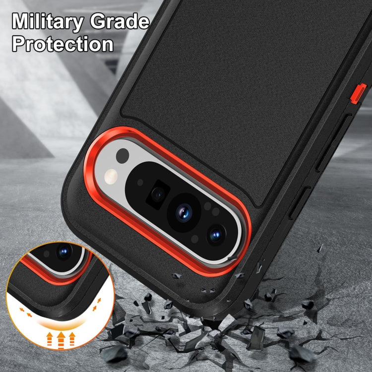 For Google Pixel 9 Pro Rugged PC + Silicone Phone Case with Holder(Black+Orange) - Google Cases by PMC Jewellery | Online Shopping South Africa | PMC Jewellery | Buy Now Pay Later Mobicred