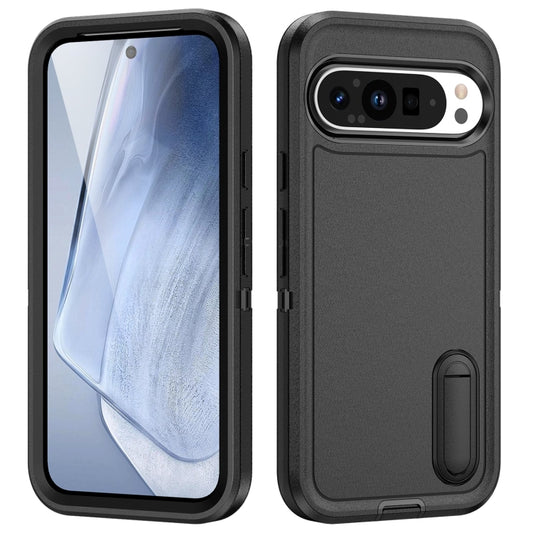 For Google Pixel 9 Pro Rugged PC + Silicone Phone Case with Holder(Black) - Google Cases by PMC Jewellery | Online Shopping South Africa | PMC Jewellery | Buy Now Pay Later Mobicred