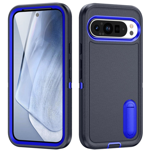 For Google Pixel 9 Pro Rugged PC + Silicone Phone Case with Holder(Dark Blue+Royal Blue) - Google Cases by PMC Jewellery | Online Shopping South Africa | PMC Jewellery | Buy Now Pay Later Mobicred