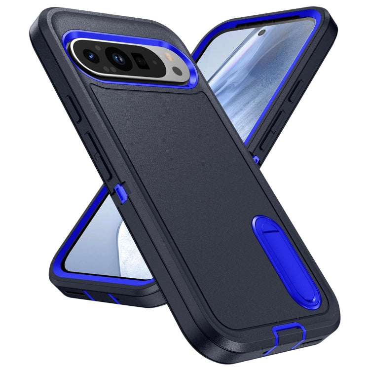 For Google Pixel 9 Pro Rugged PC + Silicone Phone Case with Holder(Dark Blue+Royal Blue) - Google Cases by PMC Jewellery | Online Shopping South Africa | PMC Jewellery | Buy Now Pay Later Mobicred