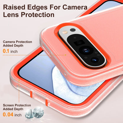 For Google Pixel 9 Pro Rugged PC + Silicone Phone Case with Holder(Transparent+Orange) - Google Cases by PMC Jewellery | Online Shopping South Africa | PMC Jewellery | Buy Now Pay Later Mobicred