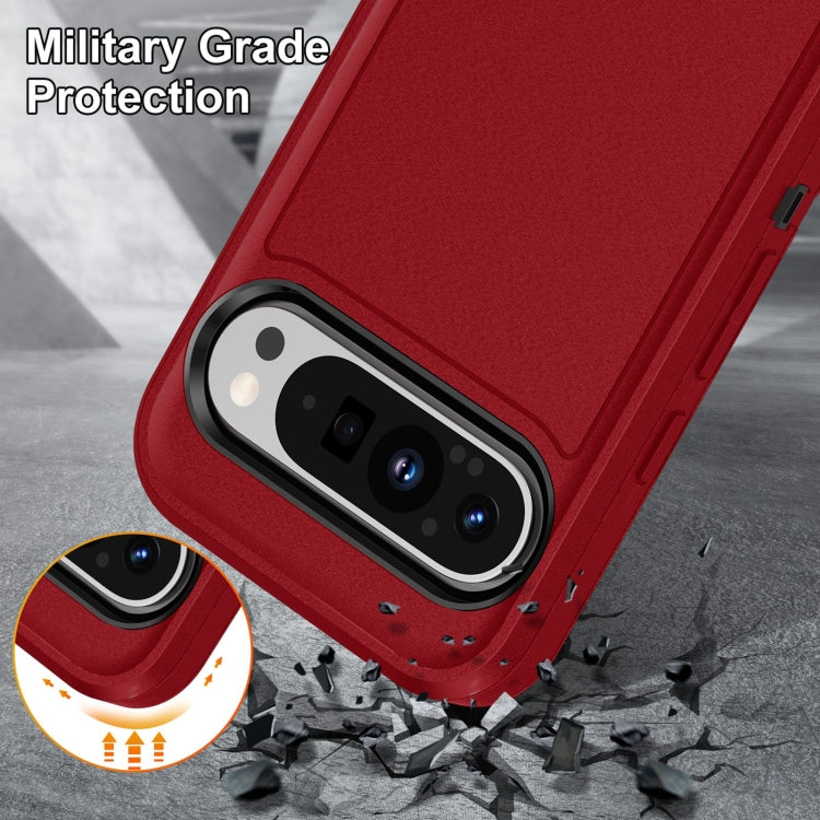 For Google Pixel 9 Rugged PC + Silicone Phone Case with Holder(Red+Black) - Google Cases by PMC Jewellery | Online Shopping South Africa | PMC Jewellery | Buy Now Pay Later Mobicred