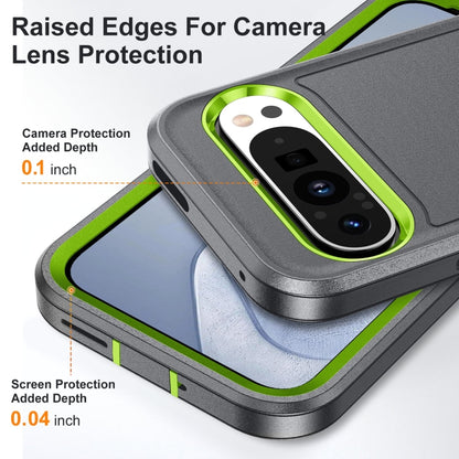 For Google Pixel 9 Rugged PC + Silicone Phone Case with Holder(Grey+Fresh Green) - Google Cases by PMC Jewellery | Online Shopping South Africa | PMC Jewellery | Buy Now Pay Later Mobicred