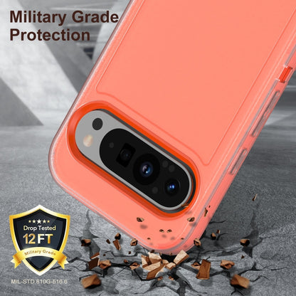 For Google Pixel 9 Rugged PC + Silicone Phone Case with Holder(Transparent+Orange) - Google Cases by PMC Jewellery | Online Shopping South Africa | PMC Jewellery | Buy Now Pay Later Mobicred