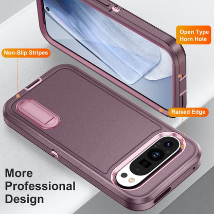 For Google Pixel 9 Rugged PC + Silicone Phone Case with Holder(Purple+Pink) - Google Cases by PMC Jewellery | Online Shopping South Africa | PMC Jewellery | Buy Now Pay Later Mobicred