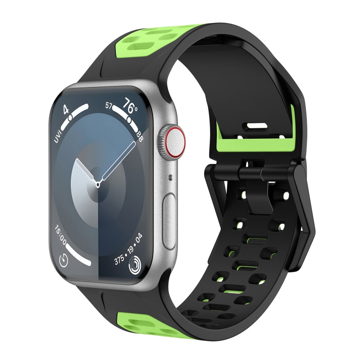 For Apple Watch Series 9 45mm Meteorite Two-color Silicone Watch Band(Black Green) - free shipping - PMc TechLife - Order now!