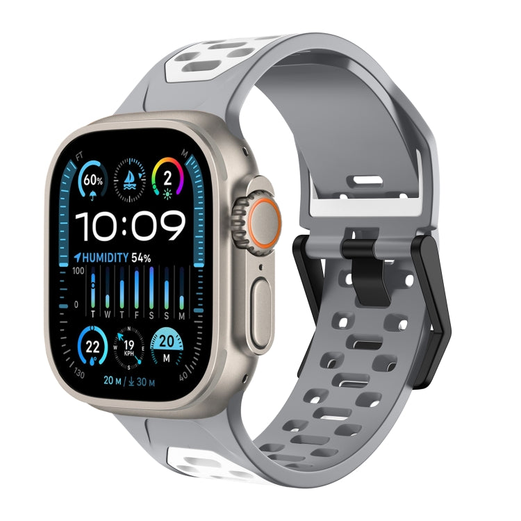 For Apple Watch Ultra 49mm Meteorite Two-color Silicone Watch Band(Grey White) - free shipping - PMc TechLife - Order now!