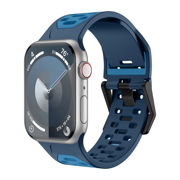 For Apple Watch Series 8 45mm Meteorite Two-color Silicone Watch Band(Navy Blue) - free shipping - PMc TechLife - Order now!