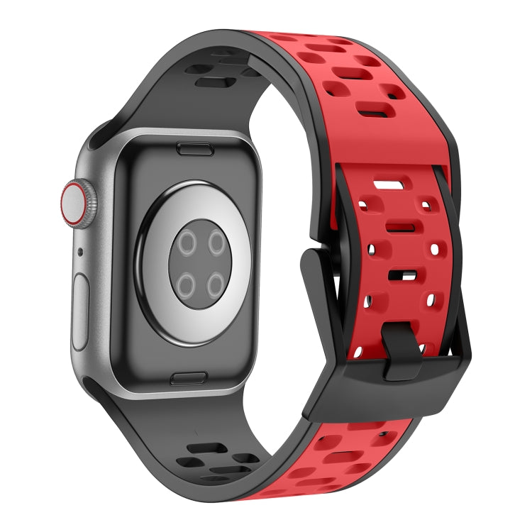 For Apple Watch SE 44mm Meteorite Two-color Silicone Watch Band(Black Red) - free shipping - PMc TechLife - Order now!