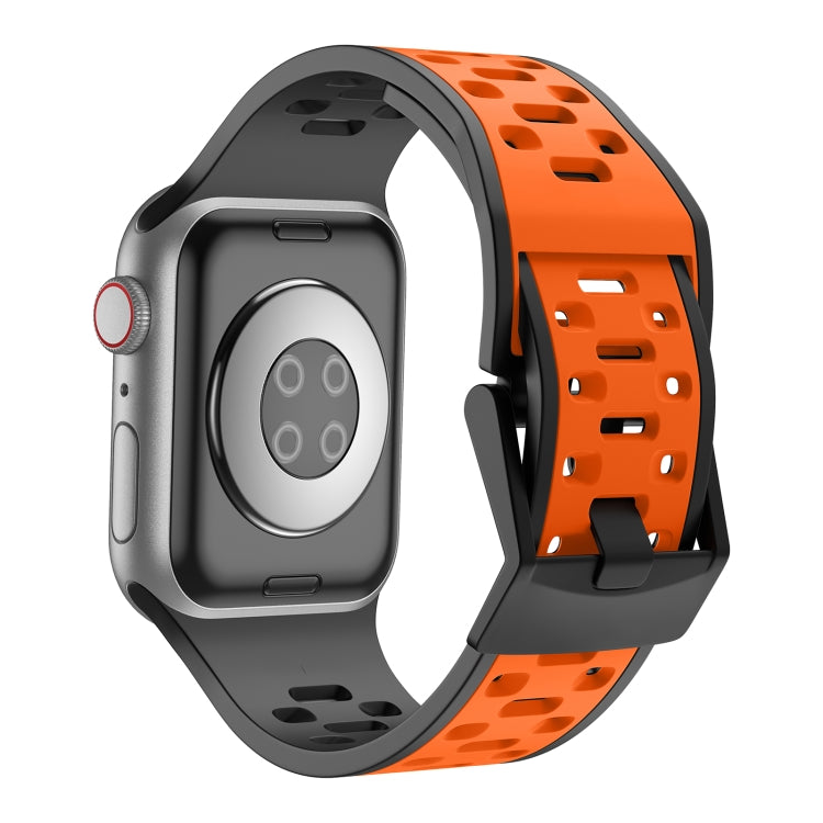 For Apple Watch Series 5 44mm Meteorite Two-color Silicone Watch Band(Black Orange) - free shipping - PMc TechLife - Order now!
