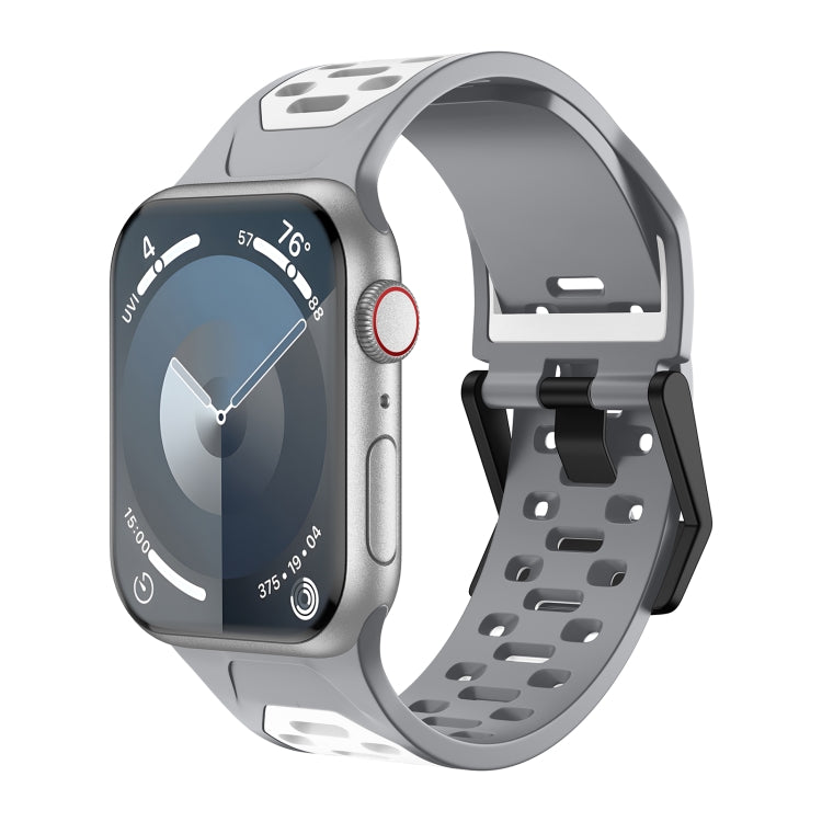 For Apple Watch Series 5 44mm Meteorite Two-color Silicone Watch Band(Grey White) - free shipping - PMc TechLife - Order now!