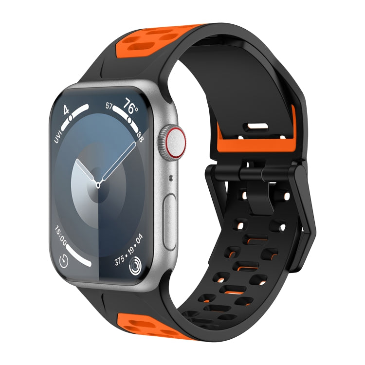 For Apple Watch Series 4 44mm Meteorite Two-color Silicone Watch Band(Black Orange) - free shipping - PMc TechLife - Order now!