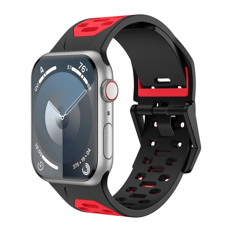 For Apple Watch Series 4 44mm Meteorite Two-color Silicone Watch Band(Black Red) - free shipping - PMc TechLife - Order now!