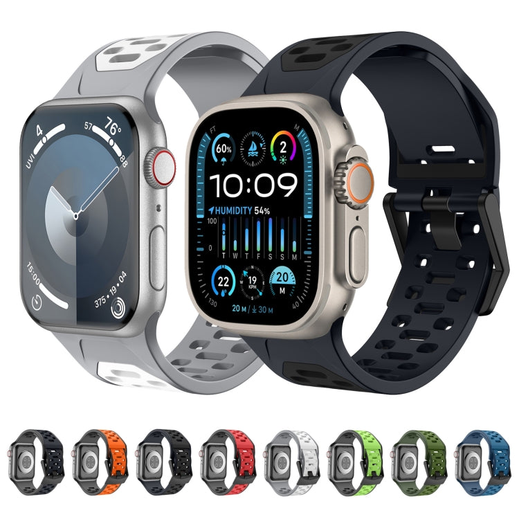 For Apple Watch Series 4 44mm Meteorite Two-color Silicone Watch Band(Grey White) - free shipping - PMc TechLife - Order now!