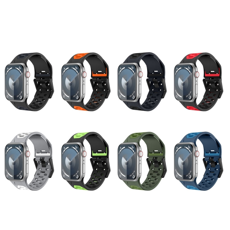 For Apple Watch SE 44mm Meteorite Two-color Silicone Watch Band(Black Orange) - free shipping - PMc TechLife - Order now!