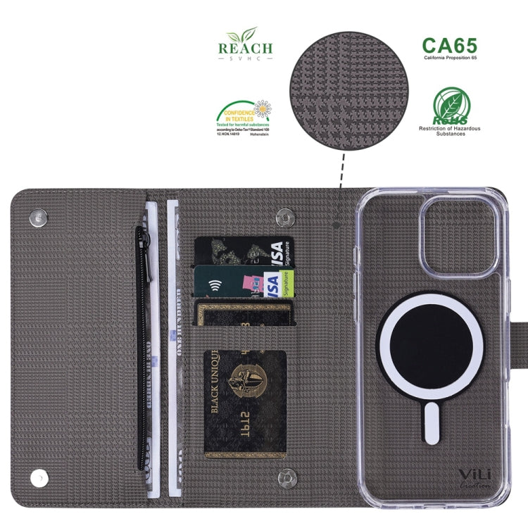 For Samsung Galaxy S24 5G ViLi GHB-C Series RFID MagSafe Magnetic Flip Leather Phone Case(Grey) - free shipping - PMC Jewellery - Order now!