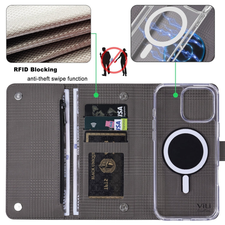 For Samsung Galaxy S24 5G ViLi GHB-C Series RFID MagSafe Magnetic Flip Leather Phone Case(Grey) - free shipping - PMC Jewellery - Order now!