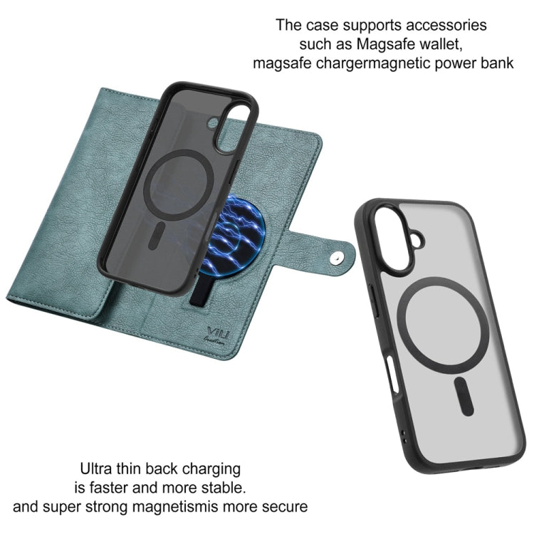 For iPhone 16 ViLi GVS Series MagSafe Magnetic RFID Leather Phone Case(Green) - iPhone 16 Cases by ViLi | Online Shopping South Africa | PMC TechLife | Buy Now Pay Later Mobicred