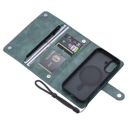 For iPhone 16 ViLi GVB Series MagSafe Magnetic RFID Leather Phone Case(Green) - iPhone 16 Cases by ViLi | Online Shopping South Africa | PMC Jewellery | Buy Now Pay Later Mobicred