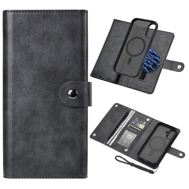 For iPhone 16 Plus ViLi GVS Series MagSafe Magnetic RFID Leather Phone Case(Black) - iPhone 16 Plus Cases by ViLi | Online Shopping South Africa | PMC TechLife | Buy Now Pay Later Mobicred