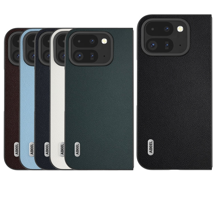 For Google Pixel 9 Pro Fold ABEEL Genuine Leather Elegant Black Edge Phone Case(Black) - Google Cases by PMC Jewellery | Online Shopping South Africa | PMC Jewellery | Buy Now Pay Later Mobicred