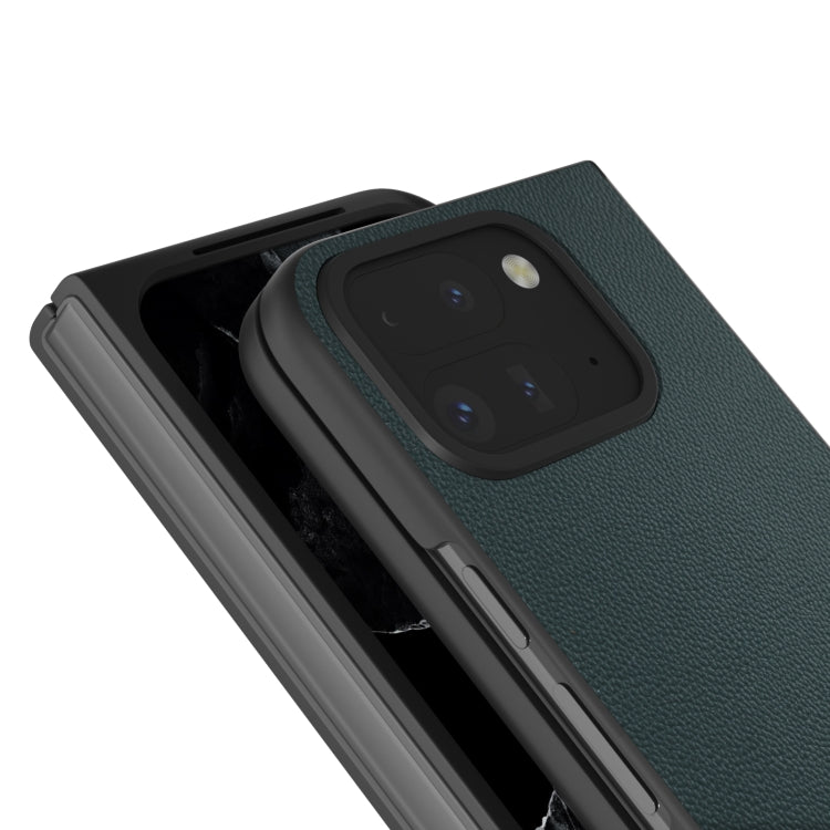 For Google Pixel 9 Pro Fold ABEEL Genuine Leather Elegant Black Edge Phone Case(Green) - Google Cases by PMC Jewellery | Online Shopping South Africa | PMC Jewellery | Buy Now Pay Later Mobicred