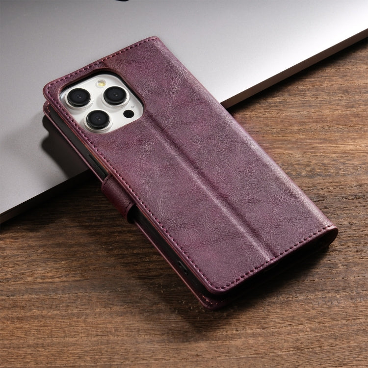 For iPhone 16 Pro N.BEKUS CSJ-P1 Solid Color Leather Phone Case(Wine Red) - iPhone 16 Pro Cases by N.BEKUS | Online Shopping South Africa | PMC Jewellery | Buy Now Pay Later Mobicred