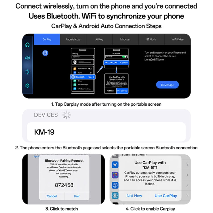 Yesido KM19 10.26 inch Center Console CarPlay Portable Car Video Navigation with Driving Recorder(Black) - free shipping - PMC Jewellery - Order now!