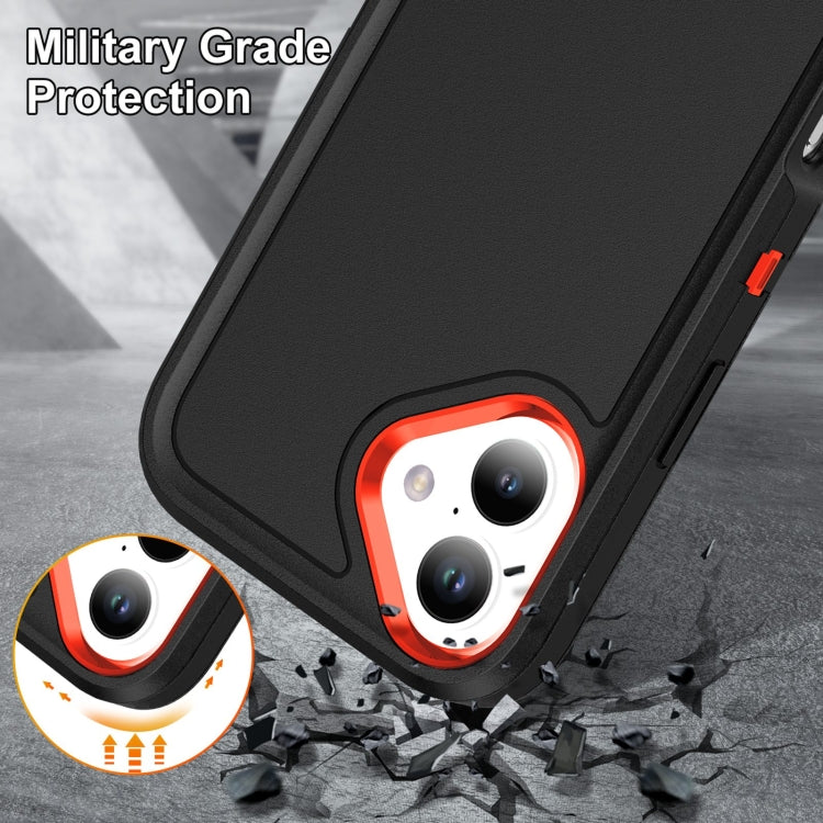 For iPhone 16 Plus Rugged PC + Silicone Phone Case with Holder(Black+Orange) - iPhone 16 Plus Cases by PMC Jewellery | Online Shopping South Africa | PMC Jewellery | Buy Now Pay Later Mobicred