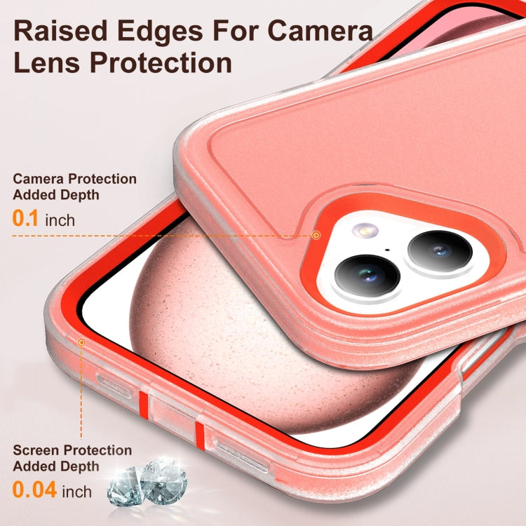 For iPhone 16 Rugged PC + Silicone Phone Case with Holder(Transparent+Orange) - iPhone 16 Cases by PMC Jewellery | Online Shopping South Africa | PMC Jewellery | Buy Now Pay Later Mobicred