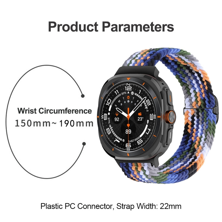 For Samsung Galaxy Watch Ultra 47mm Slide Buckle Nylon Braided Watch Band(Official Rainbow) - Watch Bands by PMC Jewellery | Online Shopping South Africa | PMC Jewellery | Buy Now Pay Later Mobicred