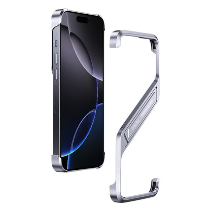 For iPhone 16 Pro Max S-shaped Stand Frameless Metal Phone Case(Silver) - iPhone 16 Pro Max Cases by PMC Jewellery | Online Shopping South Africa | PMC Jewellery | Buy Now Pay Later Mobicred