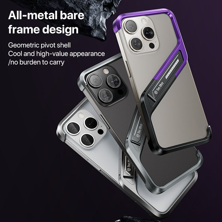 For iPhone 16 Pro S-shaped Stand Frameless Metal Phone Case(Grey) - iPhone 16 Pro Cases by PMC Jewellery | Online Shopping South Africa | PMC Jewellery | Buy Now Pay Later Mobicred