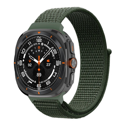 For Samsung Galaxy Watch Ultra 47mm Plastic Connector Nylon Loop Watch Band(Army Green) - Watch Bands by PMC Jewellery | Online Shopping South Africa | PMC Jewellery | Buy Now Pay Later Mobicred