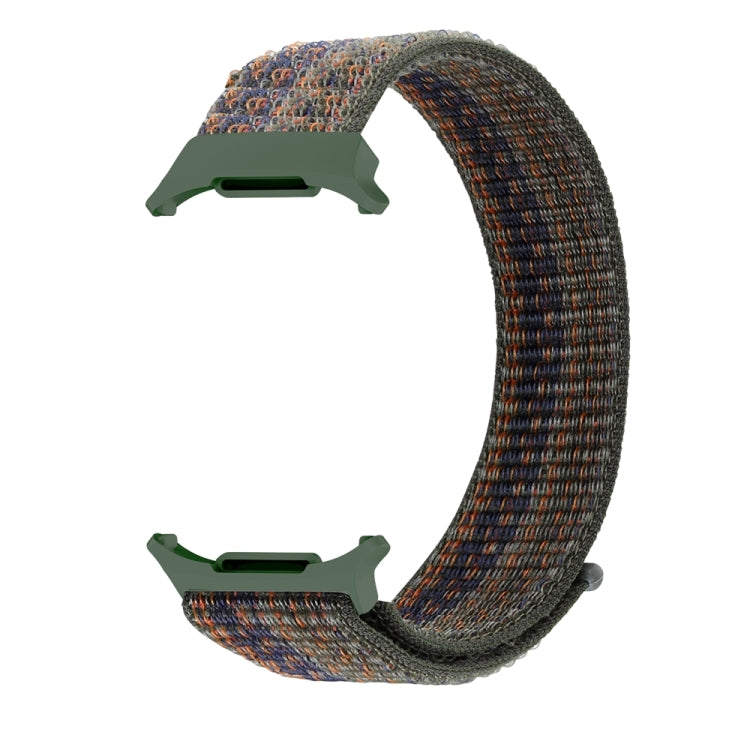 For Samsung Galaxy Watch Ultra 47mm Plastic Connector Nylon Loop Watch Band(Dark Green Orange) - Watch Bands by PMC Jewellery | Online Shopping South Africa | PMC Jewellery | Buy Now Pay Later Mobicred