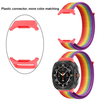 For Samsung Galaxy Watch Ultra 47mm Plastic Connector Nylon Loop Watch Band(Rainbow) - Watch Bands by PMC Jewellery | Online Shopping South Africa | PMC Jewellery | Buy Now Pay Later Mobicred